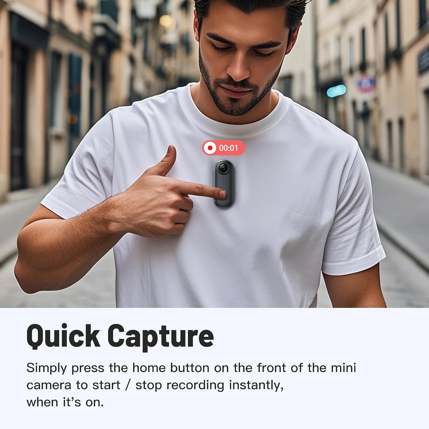 1080P 2.0MP Mini Body Camera, Wearable 128GB Camera with 360°Rotatable Clip & Magnetic Clip, 120 Minutes for Recording