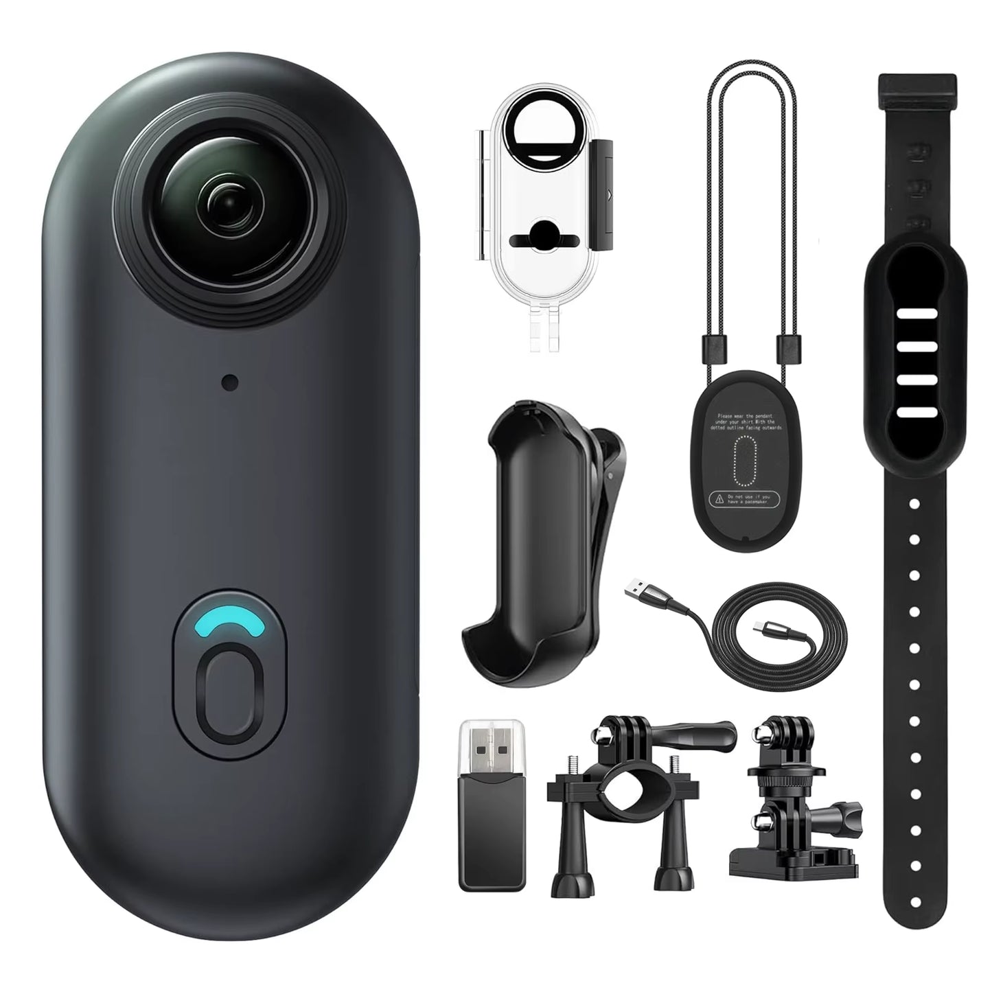 4K Mini WIFI Action Camera 128GB Thumb POV Portable Video Recorder with IPX7 Waterproof Camcorder Helmet Mount Vlogging (Black)