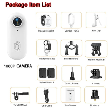 Mini Sports Action Camera 4K Ultra Portable Magnetic Lanyard Rotating Clip Wireless Body Cam for Bicycle Clothing Mounts